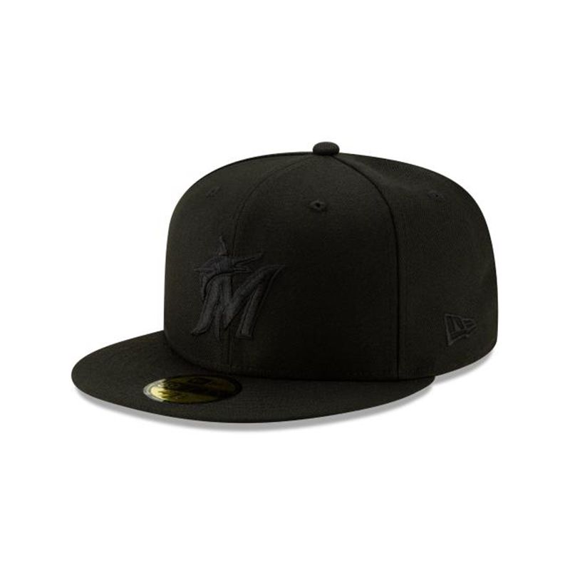 MLB Miami Marlins 2019 Blackout Basic 59Fifty Fitted (EAE2328) - Black New Era Caps